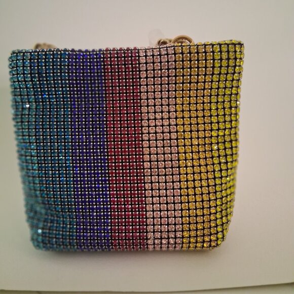 Kurt Geiger London Small Block Party Rainbow Rhinestone Mini Tote Bag - Picture 5 of 7